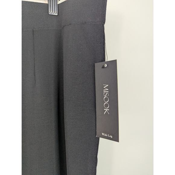 NWT Misook Black Wide Leg Knit Pull-On Pants - Picture 5 of 7